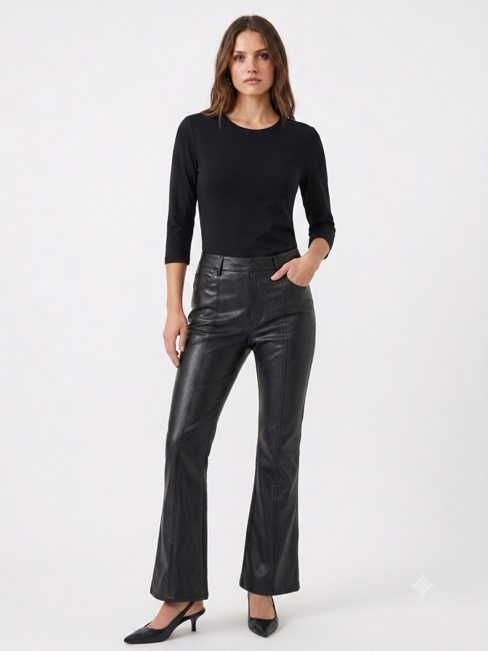 Vince Black Three-Quarter Sleeve Oversized Top